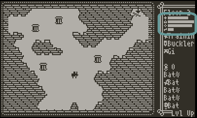 Image of the game with a ring around the status bars.