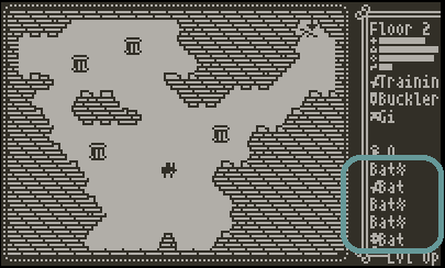 Image of the game with a ring around the information in the lower section of the information panel.